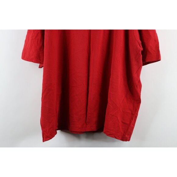 Vintage 90s Guess Mens 2XL Distressed Spell Out Box Logo Trippy T-Shirt Red - Picture 11 of 11